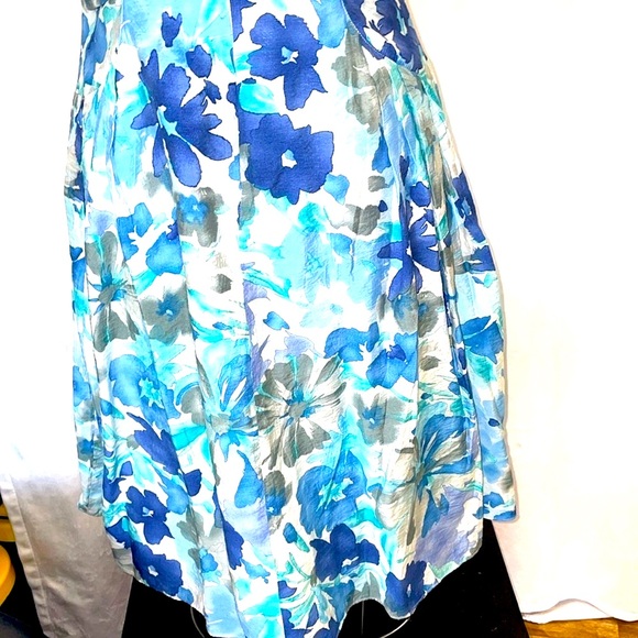 Women’s ADRIANNA PAPEL Rayon & Nylon Blue Sleeveless Sweetheart Midi Dress Sz 10 - Picture 6 of 12